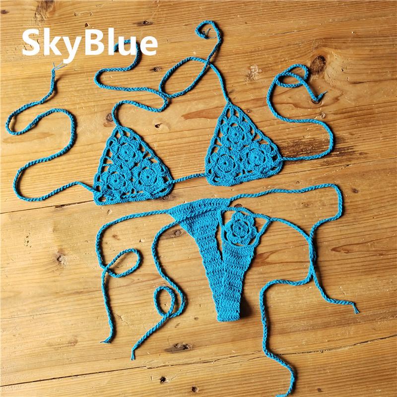 Handmade Crochet Mini Bikini Set, Beach Micro-swimsuit, Sexy Sunbathing Swimsuit