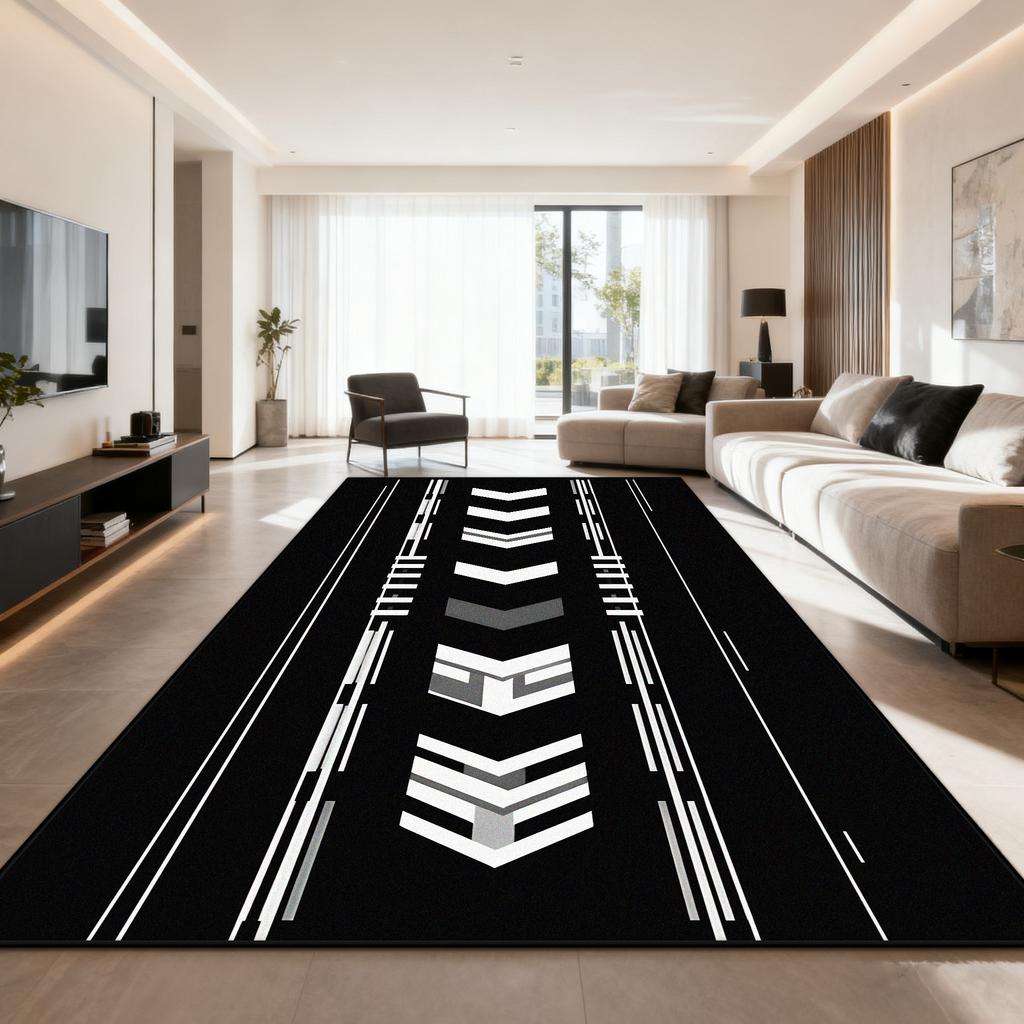 Black White Stripe Carpet Living Room Modern Style Decoration Sofa Side Non-slip Floor Mat Soft Washable Bedroom Cloakroom Rugs