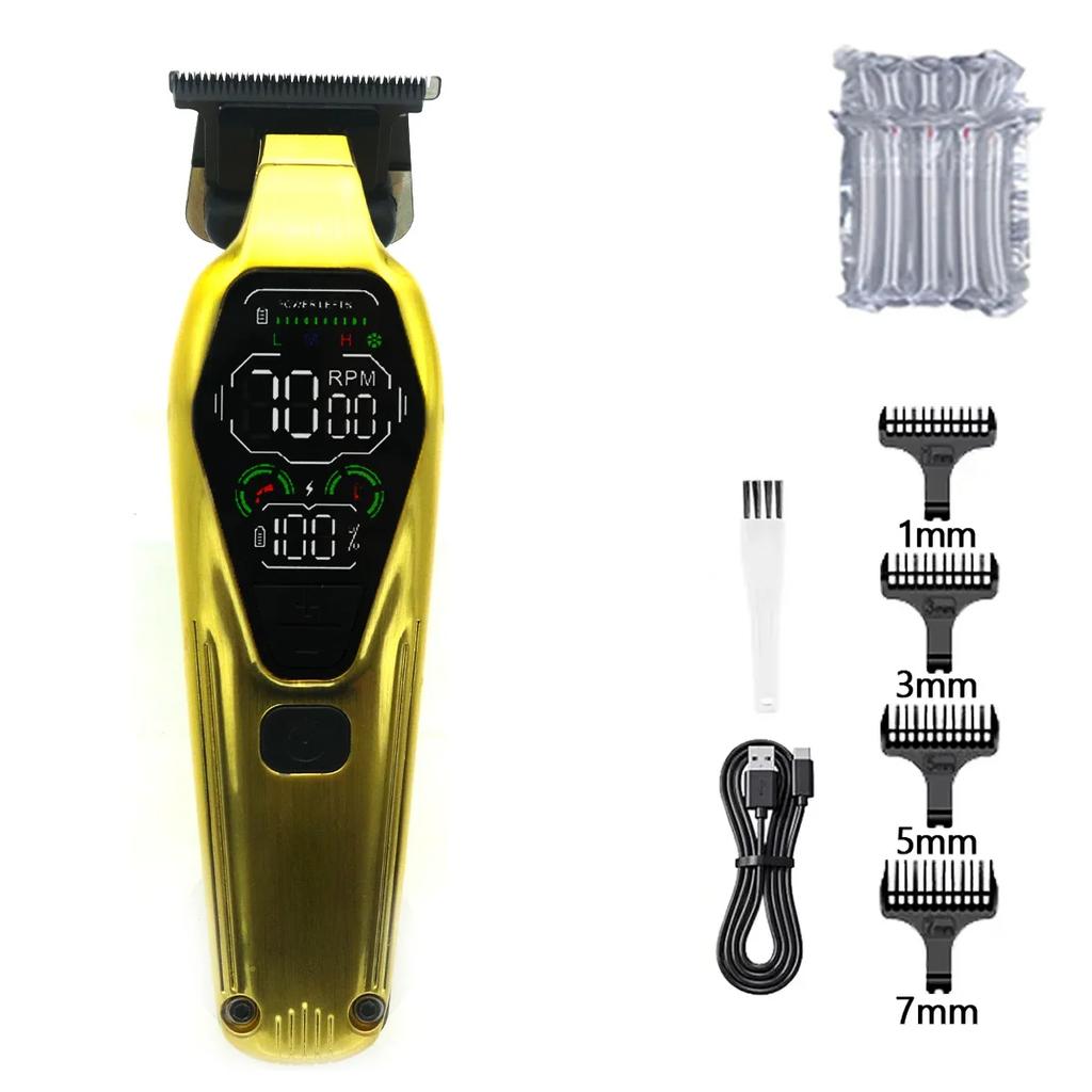 Professional Hair Trimmer Men's Hair Clippers Zero Gapped Finish Hair Cutting Machine Grooming Rechargeable LED Display 9W