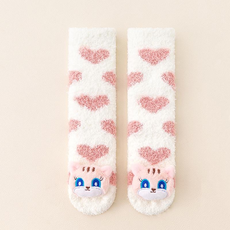 

Baby Long Stockings Warm Socks for Winter Soft Fleece Stylish Cartoon Pattern Over the Knee Socks for Cold Day белый