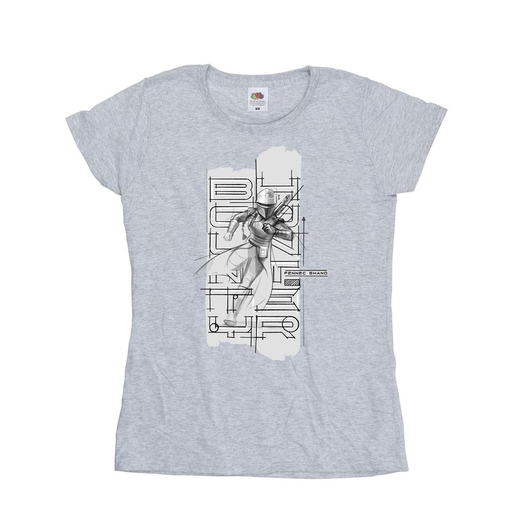 STAR WARS Womens/Ladies The Book Of Boba Fett Fennec Illustration Cotton T-Shirt