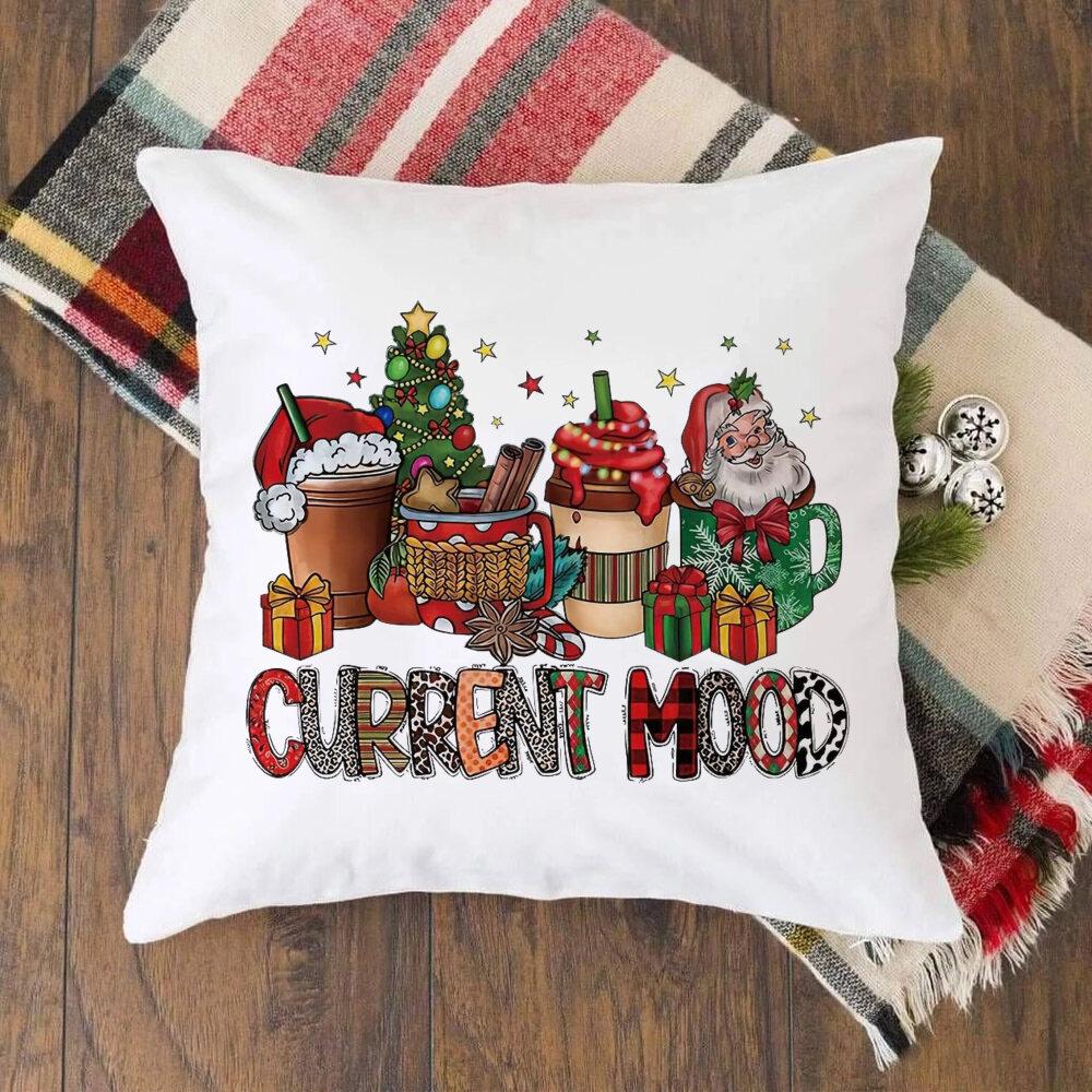 Christmas Crew Deer Print Pillow Case Winter Party Decor Home Cushion Cover Fall Holiday Pillowcase Xmas Gift for Family Friends