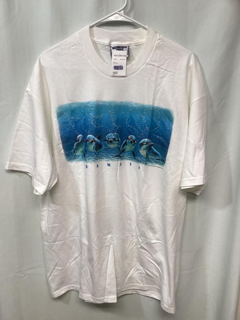 Hawaii (Dolphins with Sunglasses) White XL Cotton New Tags USA Vintage T20