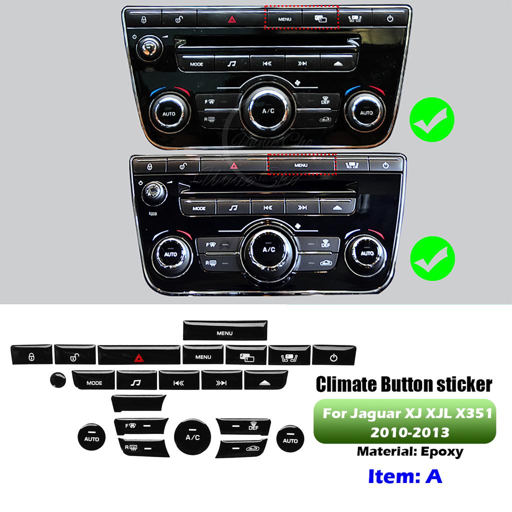 Black Epoxy Button Sticker for Jaguar XF X250 XK XKR XJ XJL Car Interior Refinishing Trim Cover for Dashboard Center Console