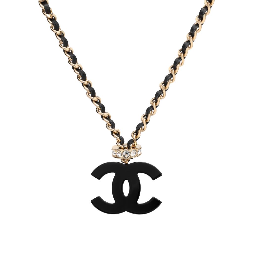 Chanel Double C Fashion Trend Letter Double C Rhinestone Necklace Women necklace Gold ABA117-B10002-NM108