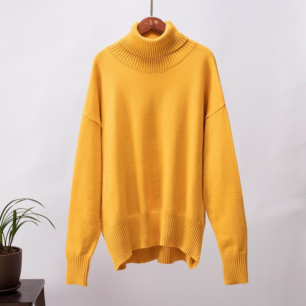 2025 Women's Turtleneck Sweater Solid Color Loose Knitwear Autumn Winter Fashion Ins Style Pullover