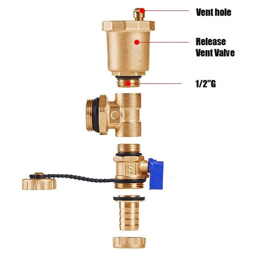 Gold Float Valve Kit 1/2"G Air Vent Valve Durable Exhaust Valve  Water Heater