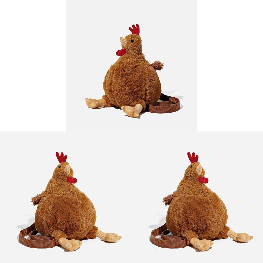 Serene Velvet Chicken Cartoon Bucket Bag With Zipper Closure For Casual Daily Use