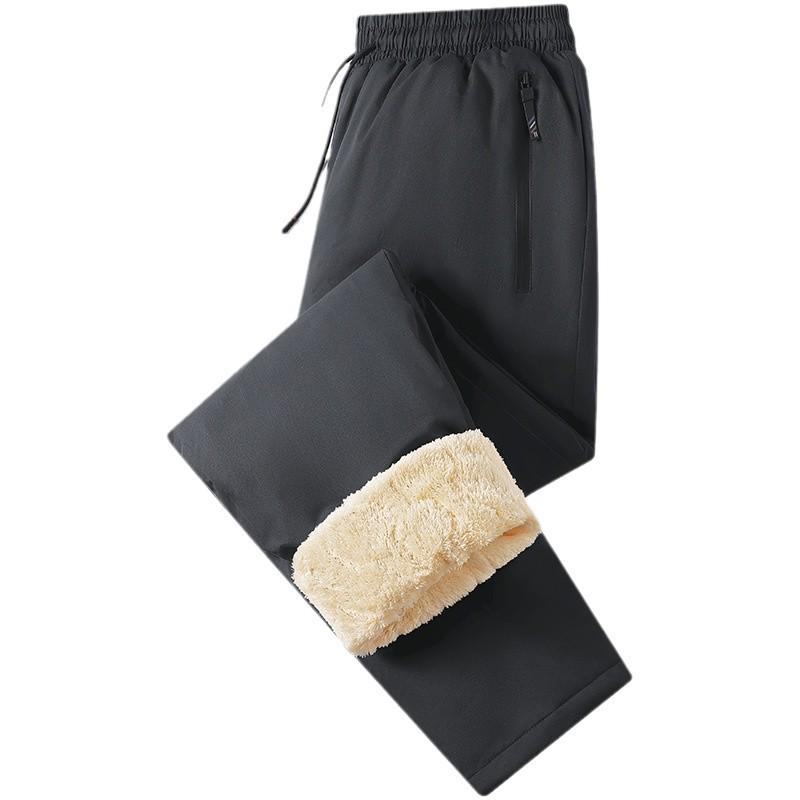 Men's Thickened Cotton and Fleece Trousers, Autumn/Winter Casual Lambskin Sweatpants