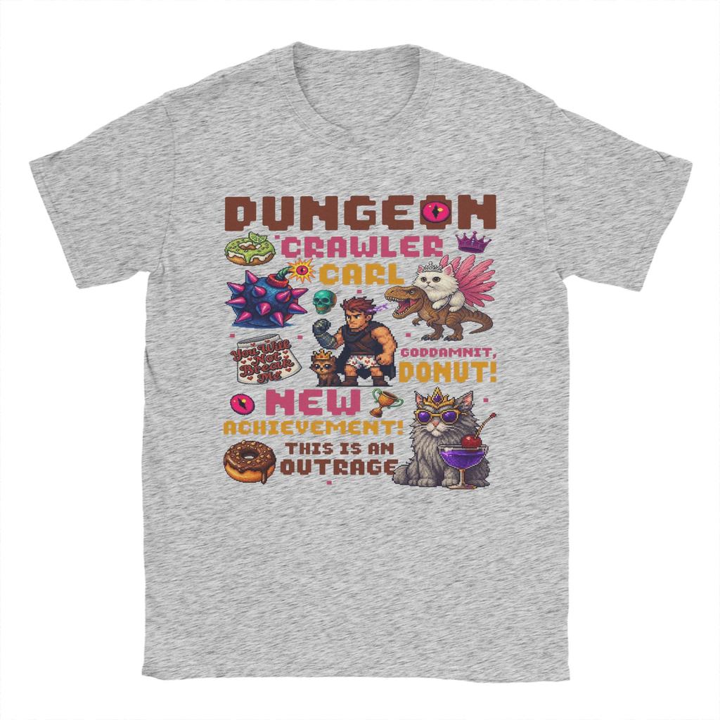 Dungeon Crawler Carl Princess Donut and Mongo T Shirts Men Cotton Vintage TShirt Round Collar Tees Short Sleeve Tops Gift Idea