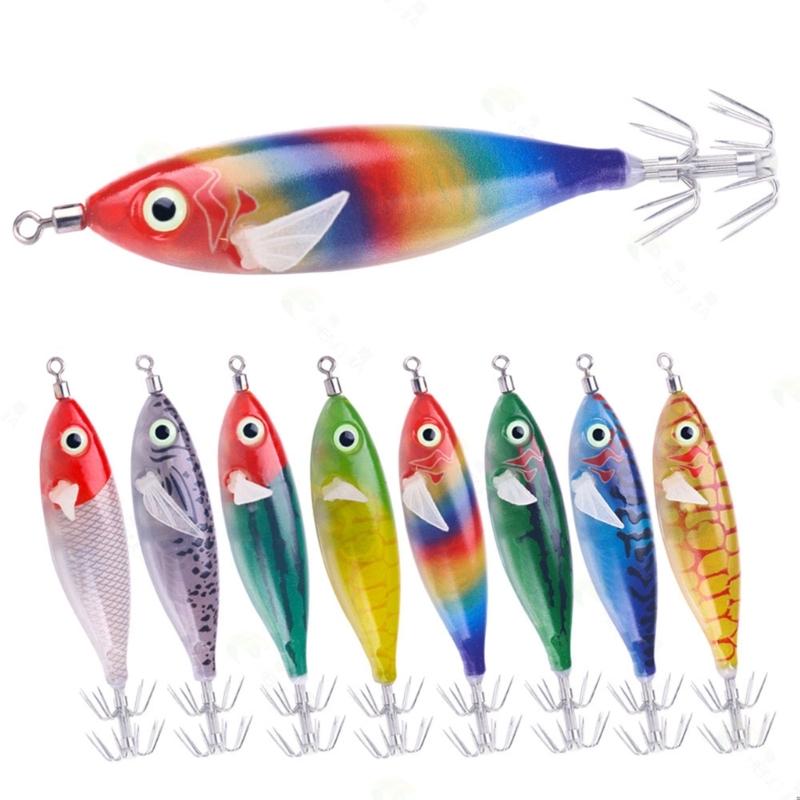 8Pcs Fishing Baits Set for Freshwater and Saltwater Fishing Enthusiasts Multicolor Shrimp Cuttlefish Jig Hook Lures