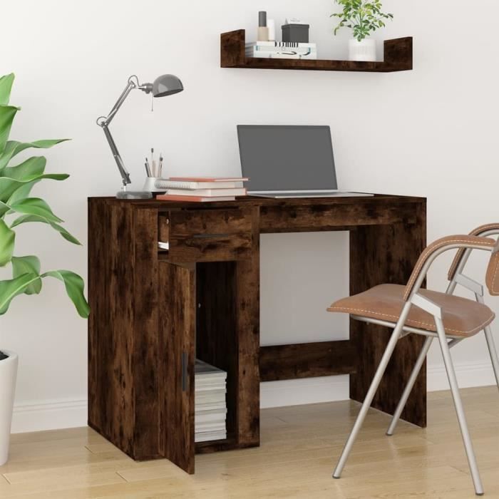 816789 vidaXL Bureau Chêne fumé 100x49x75 cm Bois d'ingénierie
