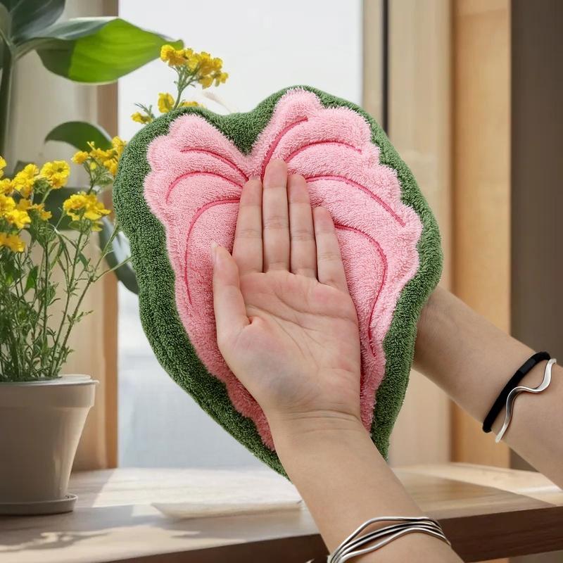 Luxury Coral Fluff Towel: Ultra-Soft & Absorbent for Kitchen/Bathroom with Leaf Design & Hanging Loop