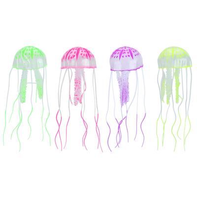 4 STÜCKE Silikon Aquarium Schwimmende Fluoreszierende Simulation Künstliche Quallen Aquarium Landschaftsgestaltung