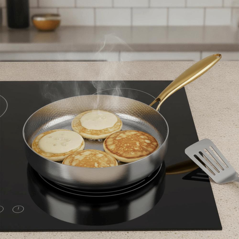 Titanium Zinc Zinc Alloy Non-stick Pot Fast Heating Steak Skillet Hammered Texture Frying Pan  All Cook-top