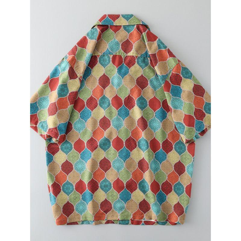 Cuban Collar Shirt Men's Short Sleeve Retro Summer Drape Ice Silk Trendy Trendy Coat Export Export Men's Shirt