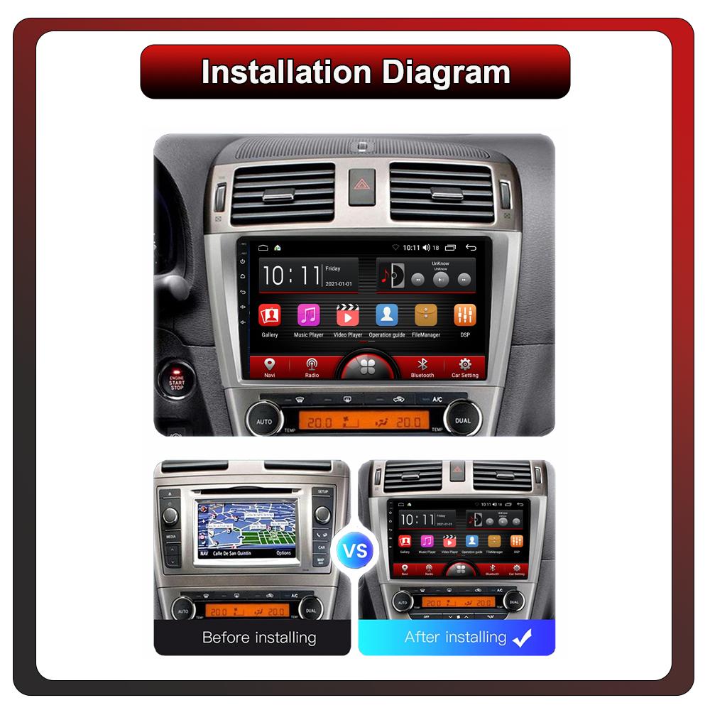 2Din Android Car-Play Car Radio,Toyota Avensis T270 2009-2015,Multimedia Player Head Unit Stereo GPS Navigation BT WIFI,1+16GB