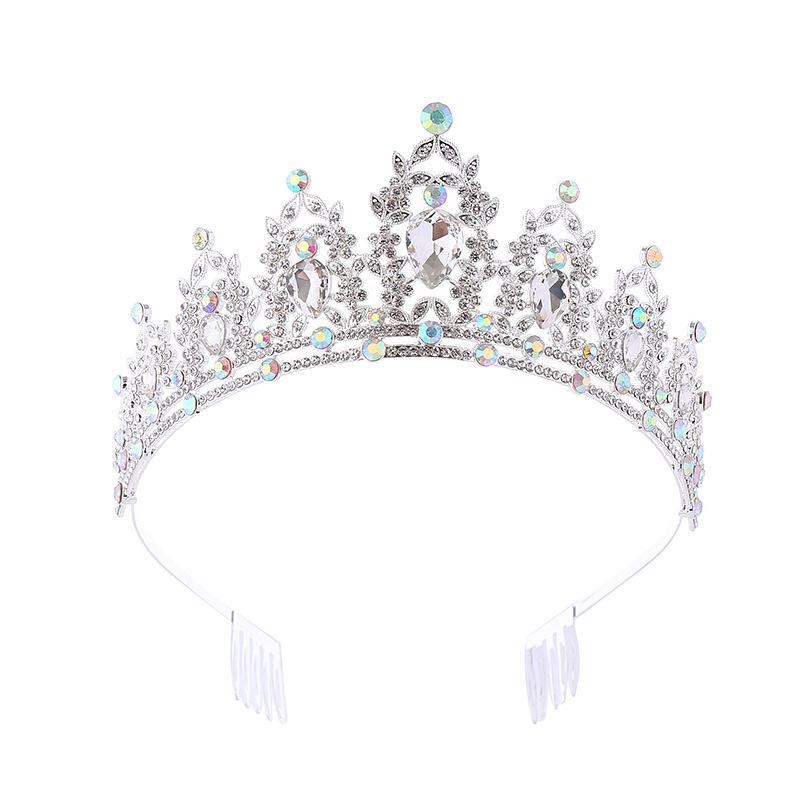 Bridal Crown Metal Rhinestone Crown Cross-Border Birthday Party Headdress New Headband