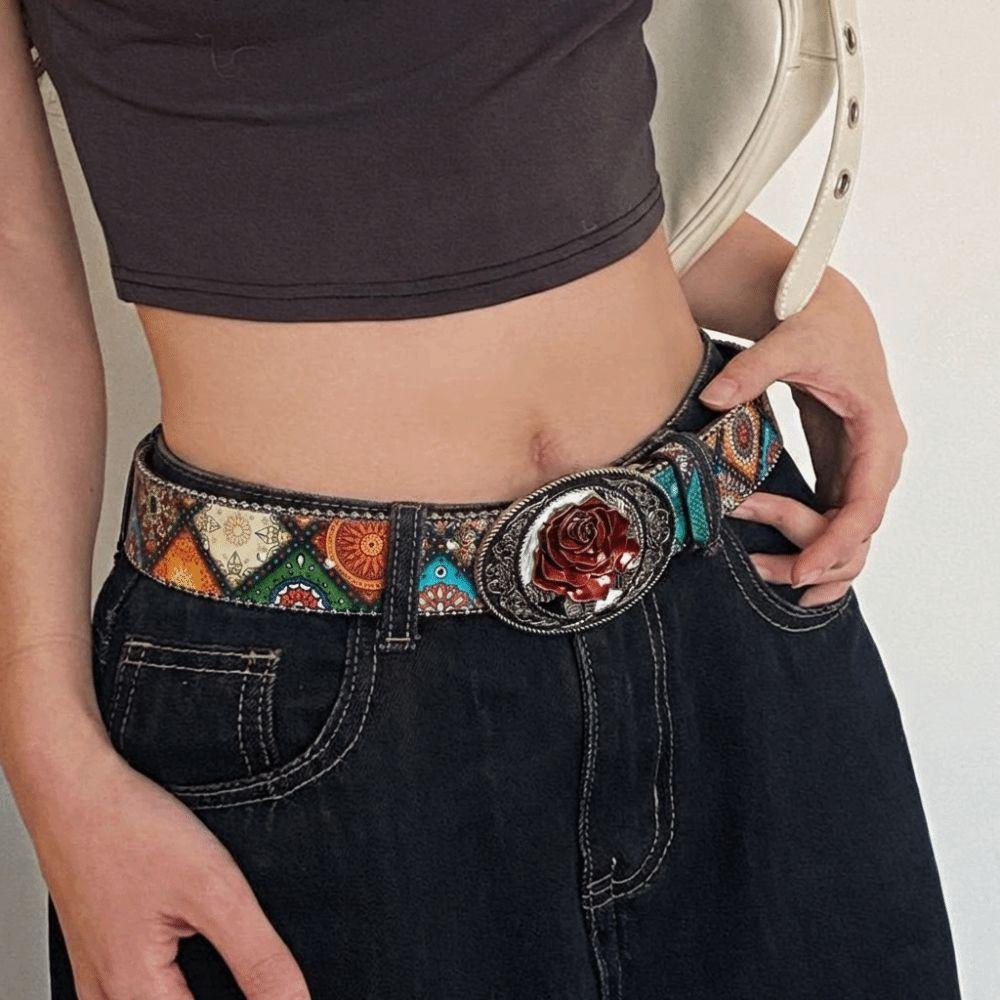 Rivet Design Women's Gothic Belt Rose Belt Buckle Punk Belt Waist Belt  Clothing Accessories