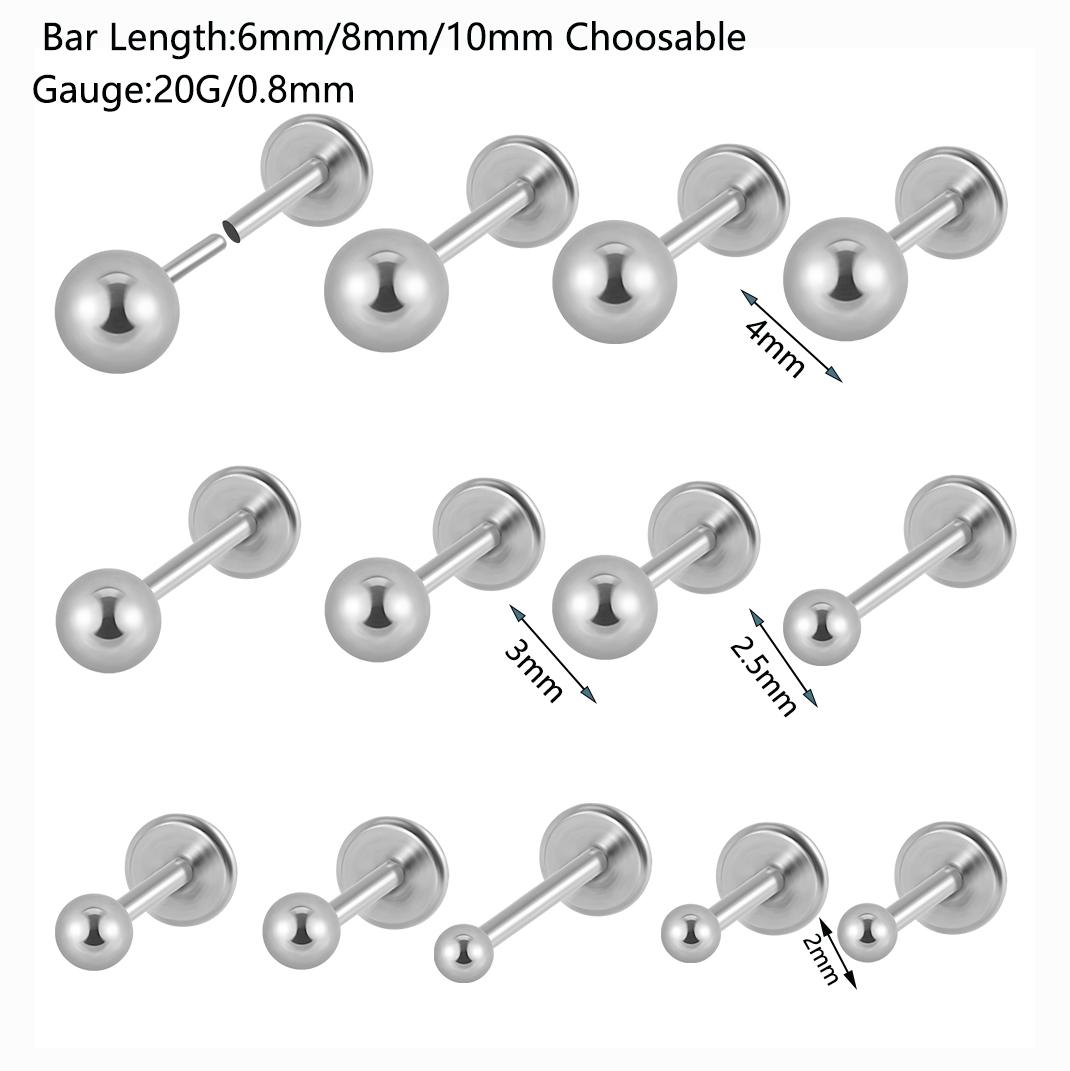 

1PC Surgical Steel Threadless Push in Ear Cartilage Tragus Helix Earring Piercing Cz Labret Stud Lip Ring Easy to wear Jewelry 1PC 0.8x6x2mm
