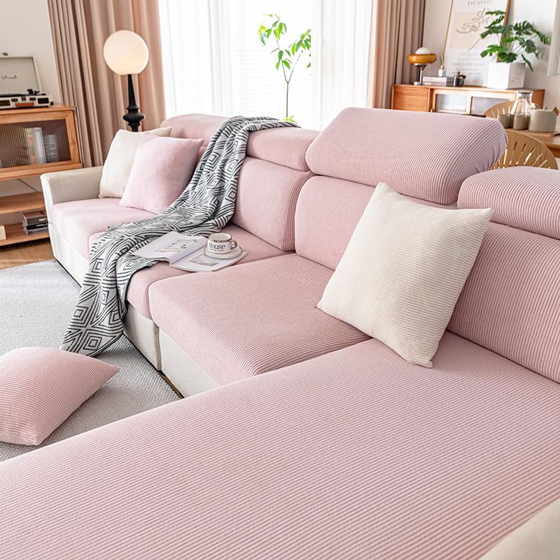 Jacquard Sofa Slipcover Ribbed Pattern Seat Cushion Cover Elastic Furniture Protector Sofa Covers For Living Room Bedroom 1Pc Normal Size S-1pc 2426₽