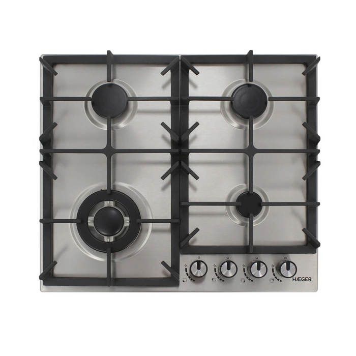 Plaque de cuisson à gaz encastrable - HAEGER - 60 cm - 4 feux - 1 wok - Gris