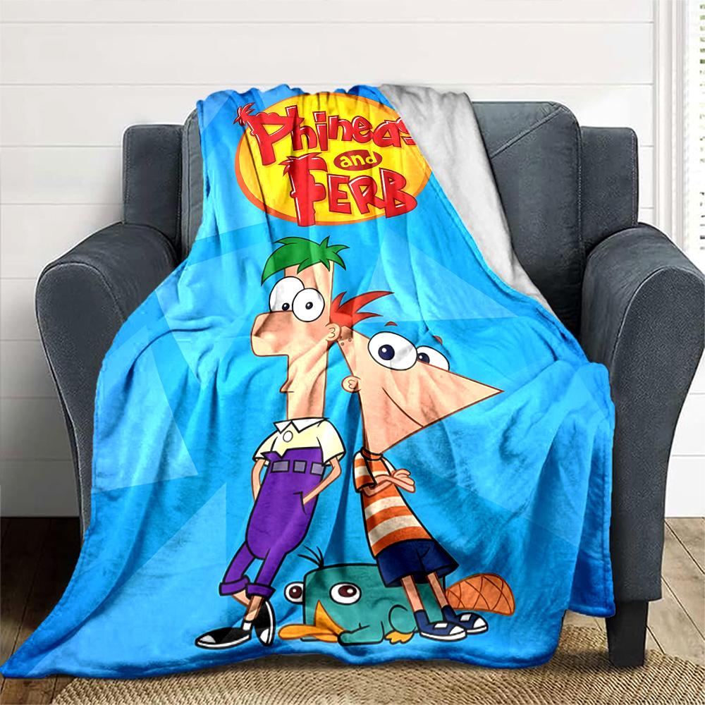 1pc Phineas and Ferb1 Blanket, Gift, for Men and Women, Soft Blanket, Good for Sofa Bed Couch Travel, Lightweight Flannel Blanket