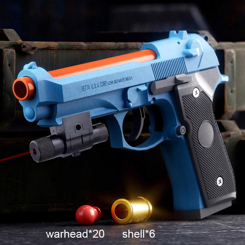 Topmix Unisex M92 Pistol Shell Throwing Continuous Firing Blowback Soft Bullet Gun Empty Hanging Birthday Gift