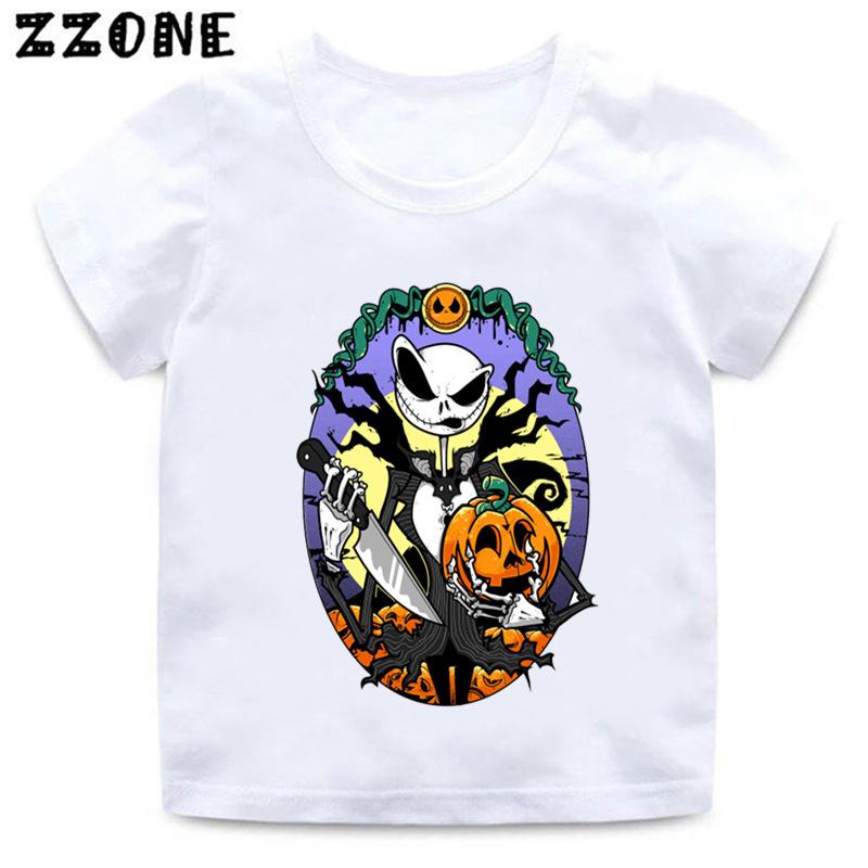 Halloween Town Pumpkin King Jack Skellington Print Kids T-Shirts Funny Girls Clothes Baby Boys T shirt Summer Children Tops