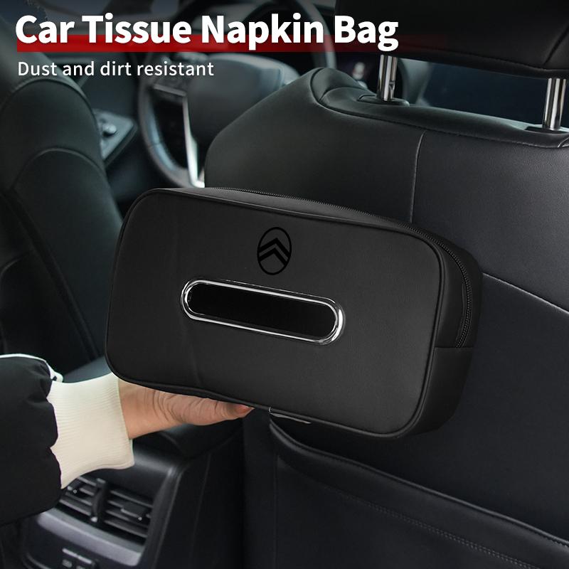 Boîte à mouchoirs de voiture Sac à mouchoirs pour dossier de siège Installation facile Pour Citroen C4 C3 C2 C-Elysee Berlingo Picasso Jumpy Cactus Aircross Saxo