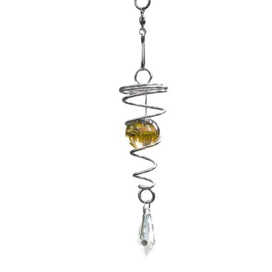 Campanella a Vento, con Pendente in Cristallo Supporto a Spirale in Metallo, Ornamento da Appendere per Esterno Giardino Balcone Decorazione per Auto