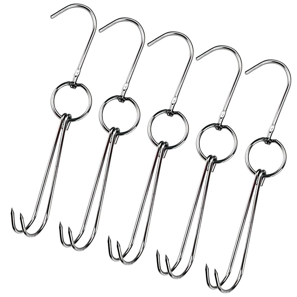 5Pcs Heavy Duty Roast Duck Hanging Hook Stainless Steel Meat Processing Hook for Bbq Butcher Shop Use
