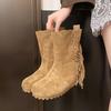 Fashion Retro Versatile Booties Women's Fall 2025 New Platform Heightened Skinny Mid-Leg Boots