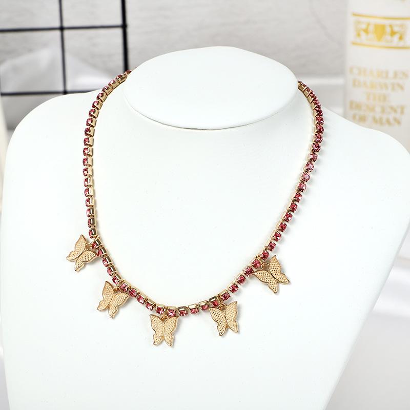 Персонализированное геометрическое однослойное трехмерное ожерелье со стразами, темпераментное модное ожерелье с подвеской-бабочкой, инкрустированное бриллиантами