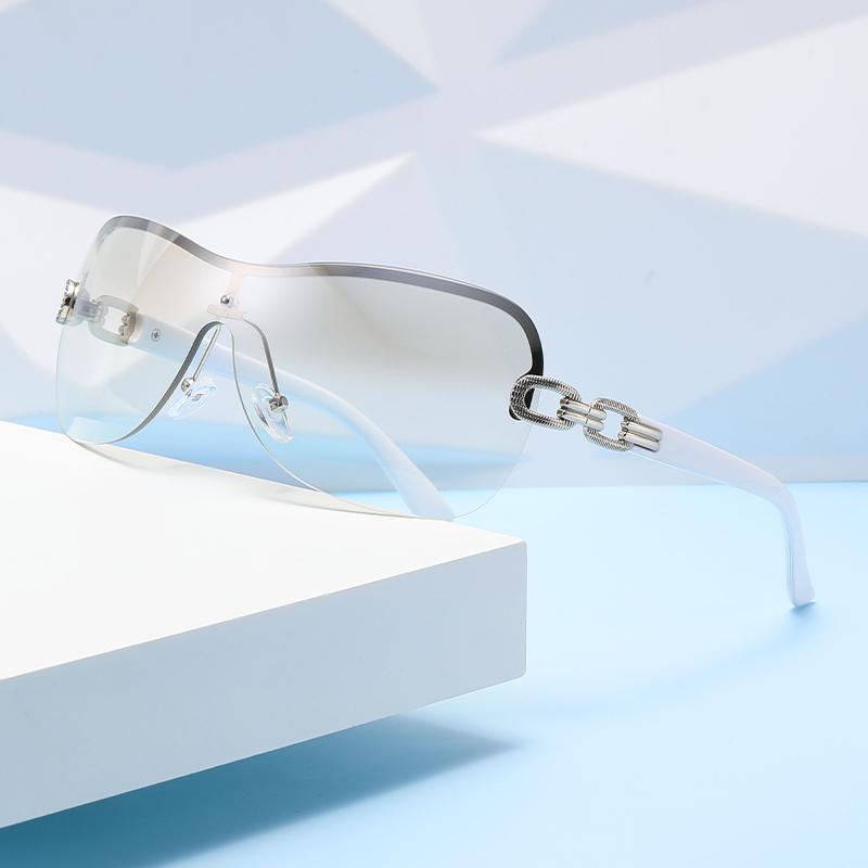 Retro Style One-piece Sunglasses Versatile Wrapped Glasses Fashionable And Integrated, Futuristic Technology Sunglasses