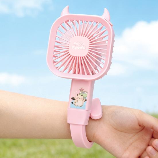 Mini Cooling Fan with Flexible Long Handle 3 Speed USB Rechargeable Devil Horn Handheld Desk Fan Portable Travel Outdoor Personal Fan