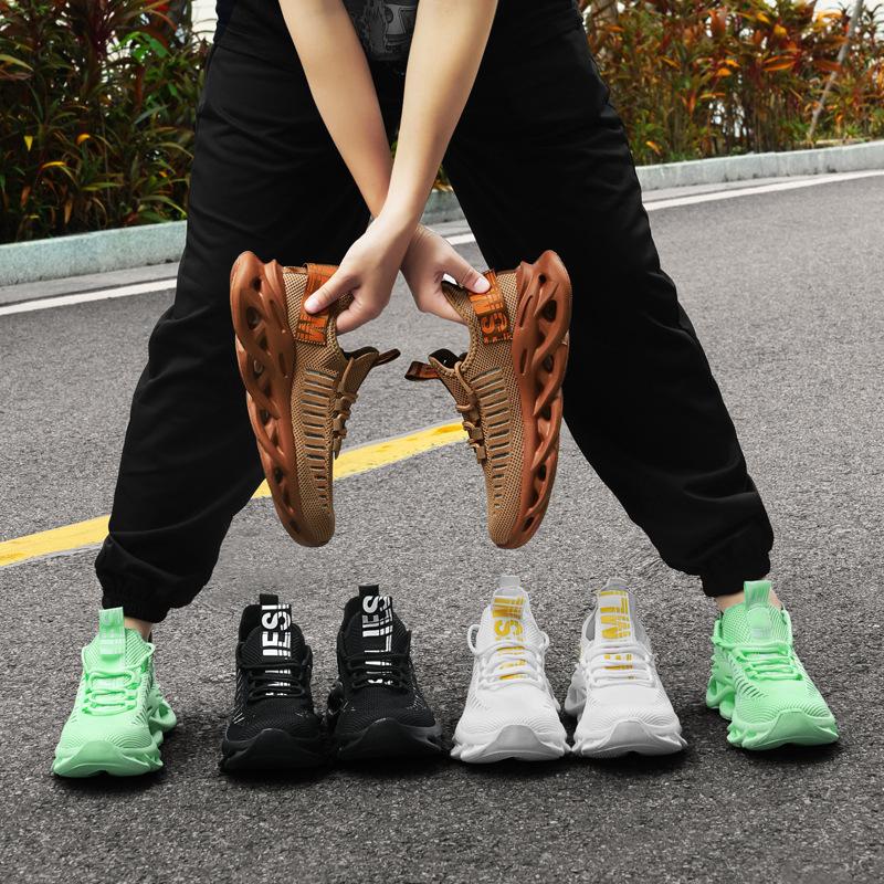 Sports Shoes Men's Breathable Fly Woven Men's Shoes Fried Dough Twists Soles Hollow Thick Soles Large Casual Shoes