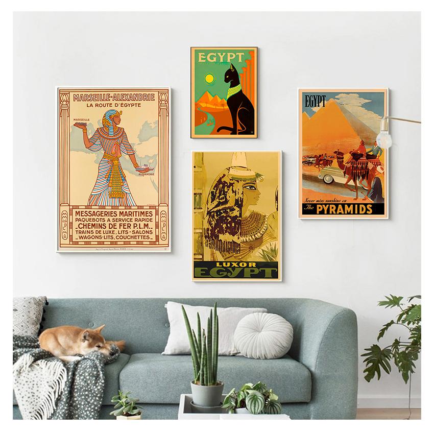 

Живопись, винтажные настенные картины, крафт-постеры, наклейки на стену с покрытием, украшение дома, подарок, ретро, ​​путешествие в Африку, Египет, холст