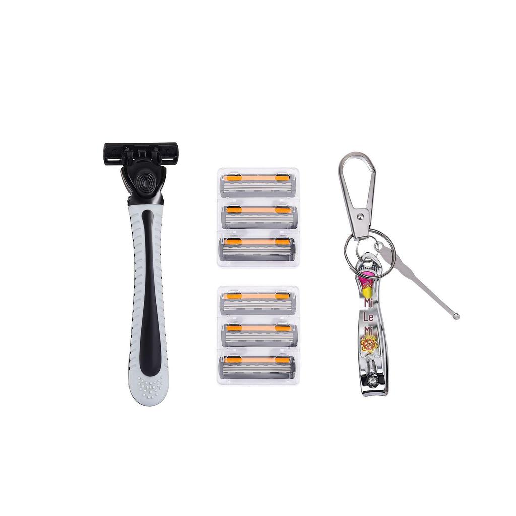 Jie Rui Triple-Layer Men's Shaving Razor - Classic Hair Removal with 1 Handle & Multi-Blade Head