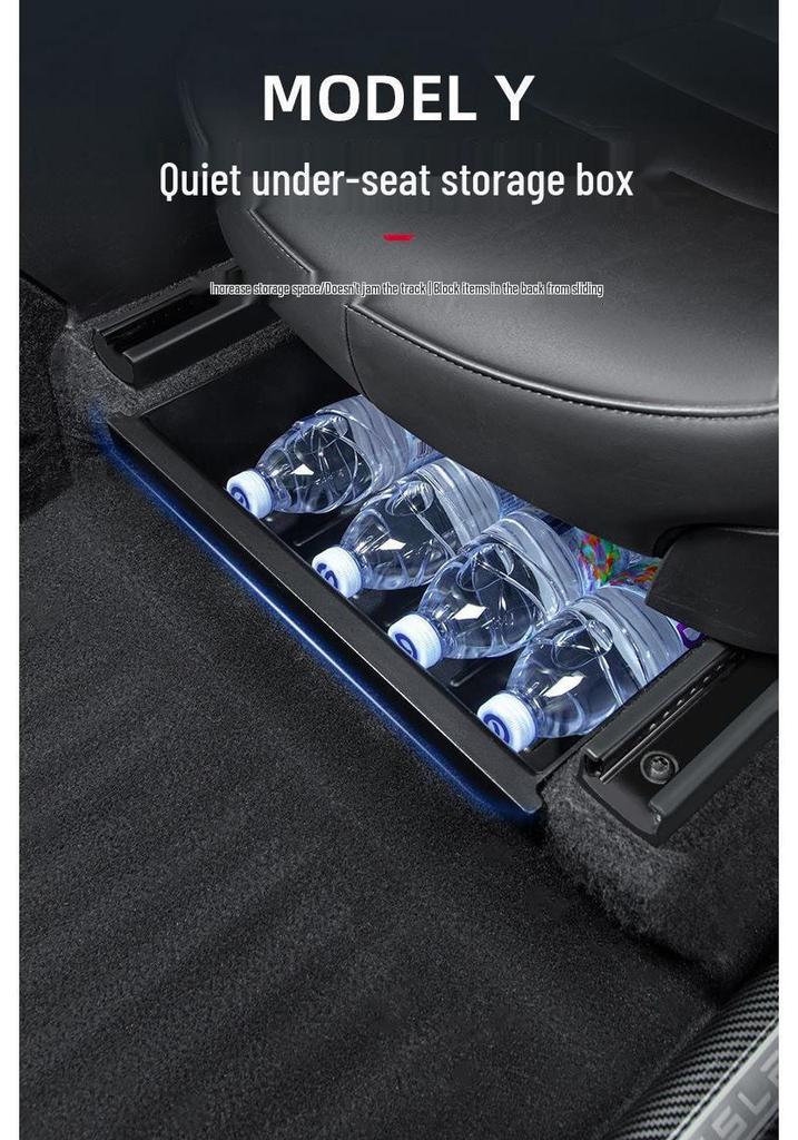 Tesla Model Y Under-Seat Storage Box Organizer for Rear Seat Accessories