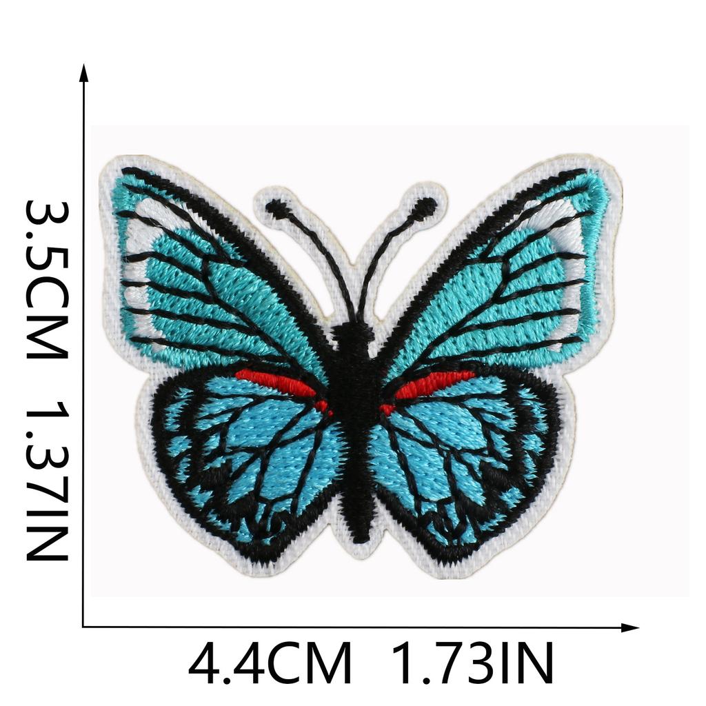 Butterfly World Embroidery Cloth Sticker Colored Flower Butterfly Computer Embroidery Label Clothes Decorative Patch Sticker Blue Butterfly