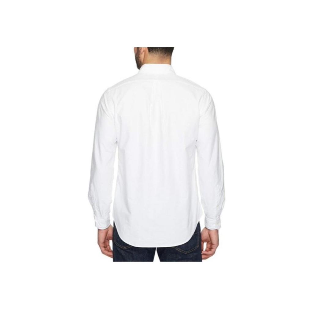 Polo Ralph Lauren Solid Color Polo Collar Single-Breasted Long Sleeve Shirt Men shirts White 710548535-001