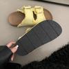 Belt buckle round head leaking toe half slippers women's 2025 summer new outer wear Boken sandals retro casual beach women's shoes