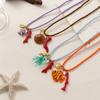 Handmade Chunky Rope Multi Color Ceramics Starfish Octopus Fish Pendant Necklace Summer Beach Shell Y2K Collar Jewelry