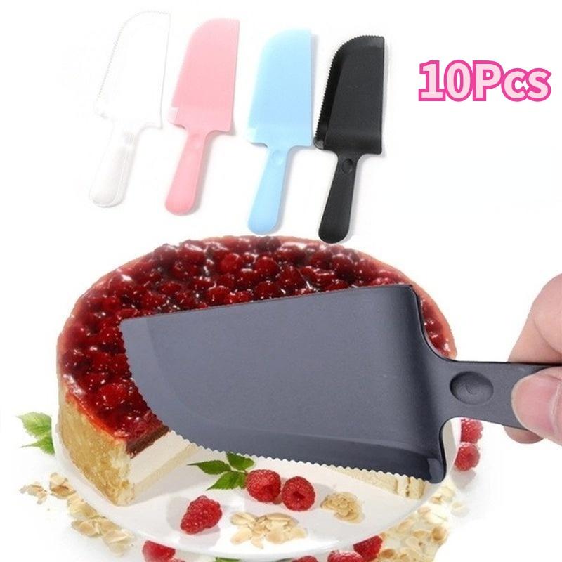 10Pcs Disposable Plastic Birthday Cake Knife Food Grade Safe Kitchen Tools