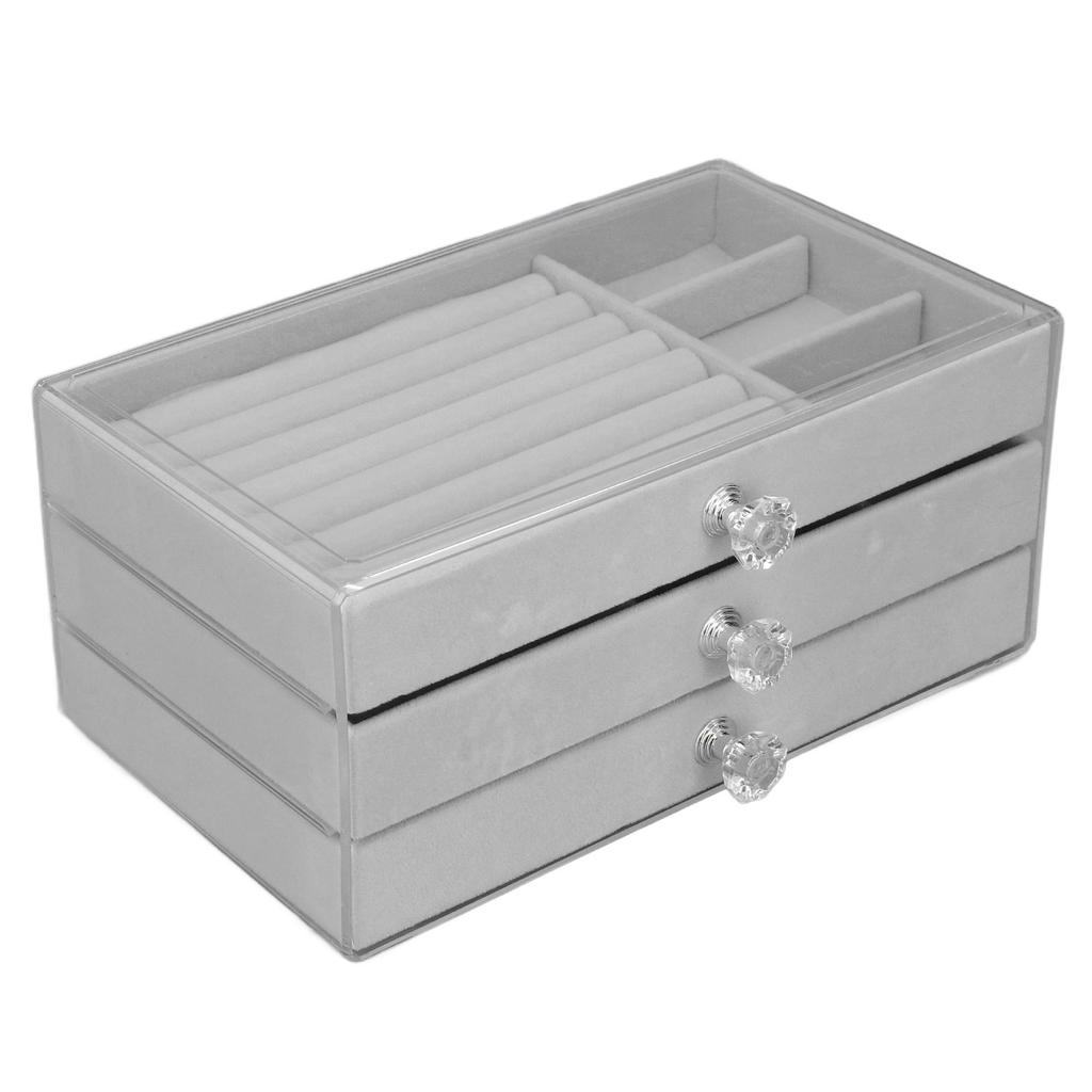 Acrylic Jewelry   3 Drawers Storage Box Transparent Jewelry Display Stand rrings Necklace Holder Case