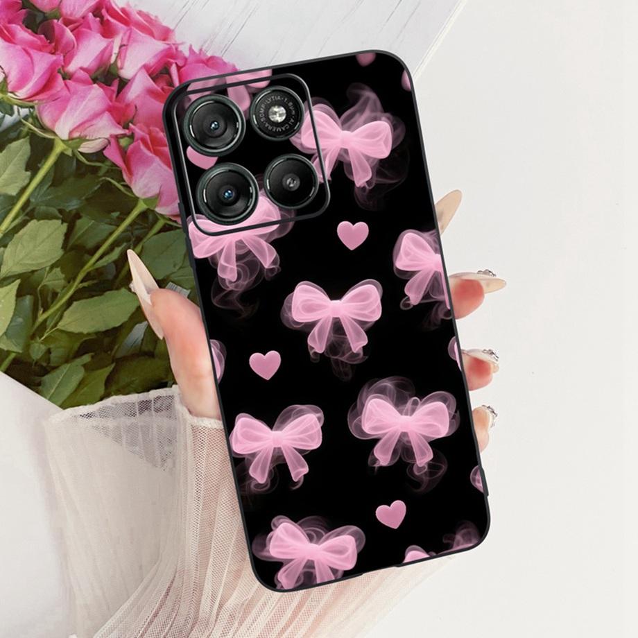 Etui do Motorola Moto G17 Power G15 Power MotoG15 Miękki Czarny Silikonowy Pokrowiec Malowanie Kwiatowe Motyl Smok Kot Funda
