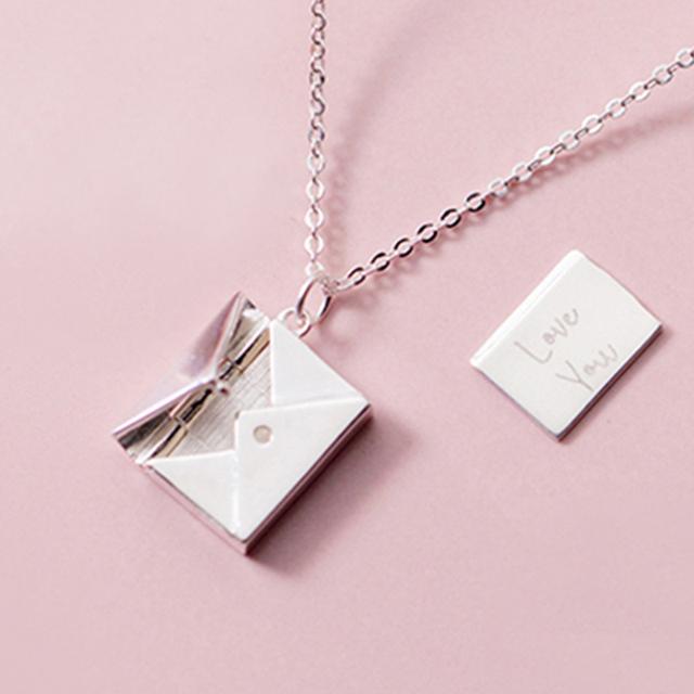 

Подлинная подвеска из стерлингового серебра 925 пробы, ожерелье для женщин, конверт, любовник, подвеска с надписью, лучшие подарки для подруги серебряный