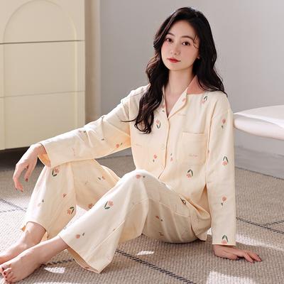 Pajamas Women'S Pure Cotton Long-Sleeved Autumn, Winter And Mid-Autumn Loungewear Set