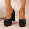 Comemore 2025 New Spring Autumn Super High Heel Women Shoes Sexy Patent Leather Round Head Pumps Platform Thick Heeled Shoes
